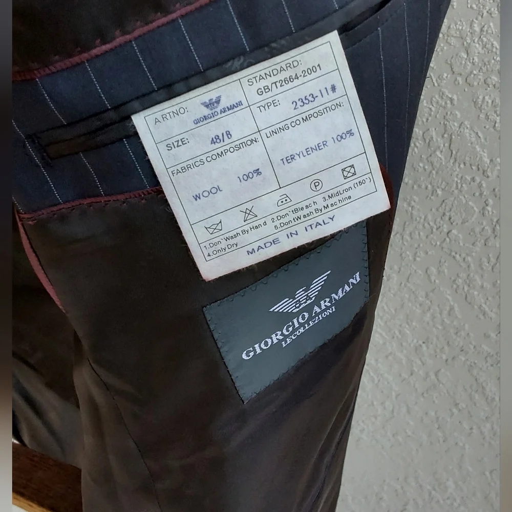 GIORGIO ARMANI LE COLLEZIONI NAVY BLUE PIN‎ STRIPES MEN'S NWOT SPORT COAT SIZE